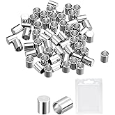 uxcell 60Pcs Stainless Steel Cord Ends, 5mm ID Column Leather Cord End Caps for Bracelet Jewelry Making DIY, Silver Tone