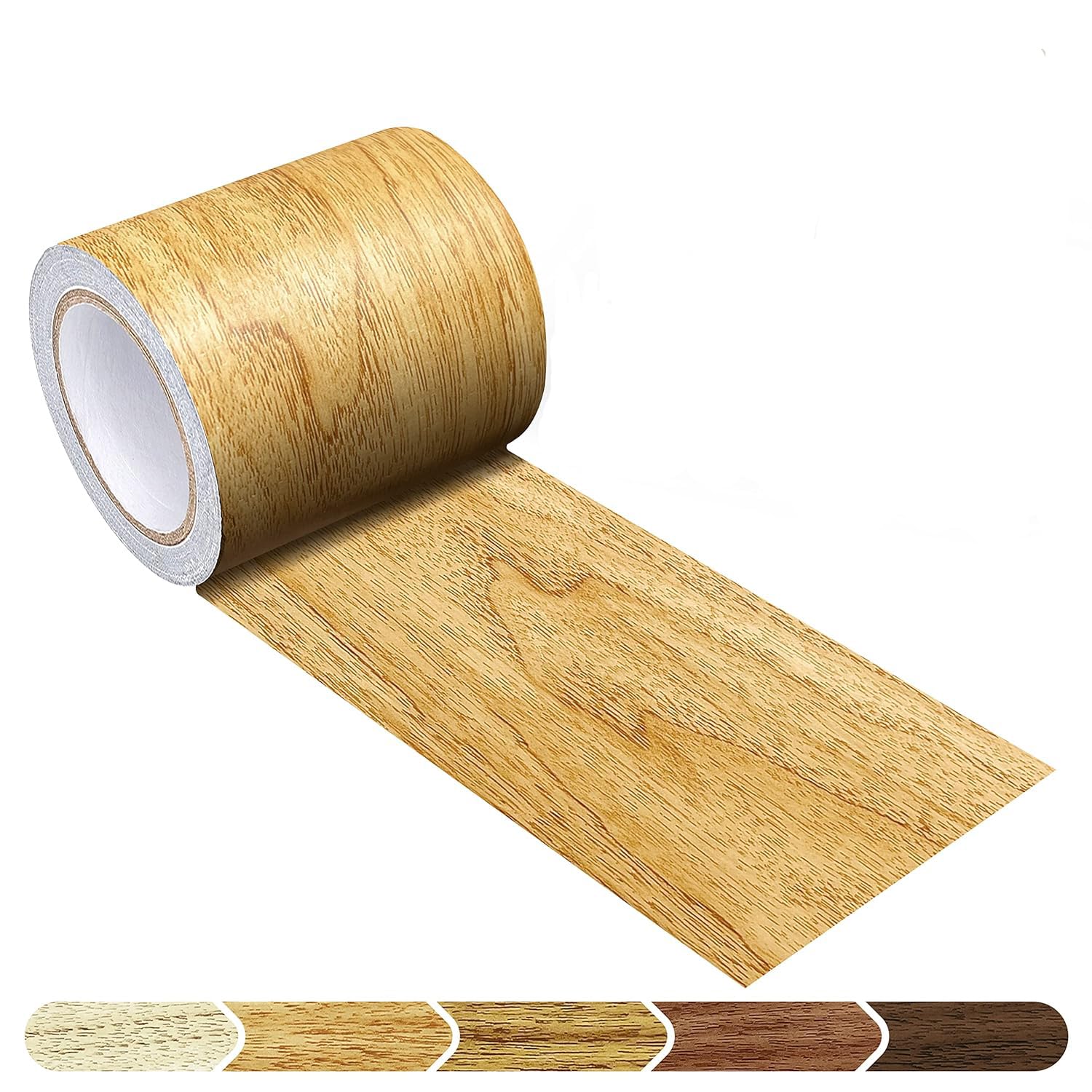 5M Woodgrain Patterned Duct Tape Wood Effect Repair Adhensive Duct Tape for Furniture Door (Golden)