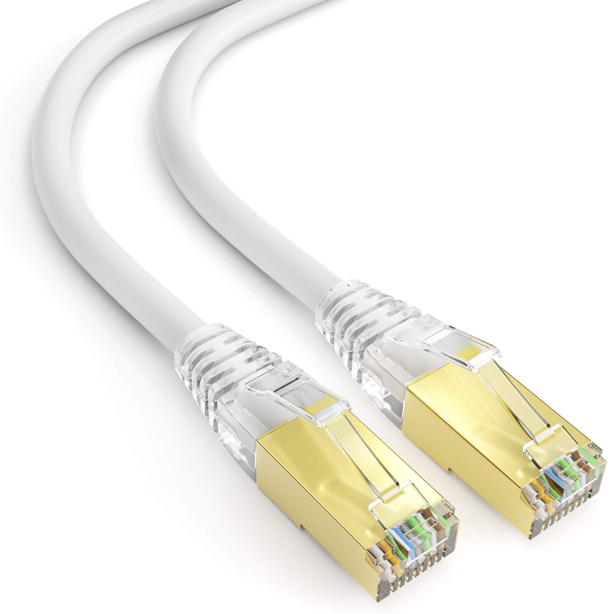 mumbi LAN Cable 1 m CAT 8 Network Cable Shielded F/FTP CAT8 Ethernet Patch Cable RJ45 1 m White