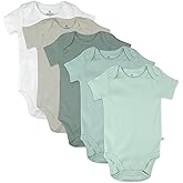 HonestBaby baby-boys 5-pack Short Sleeve Bodysuits One-piece 100% Organic Cotton for Infant Baby Boys
