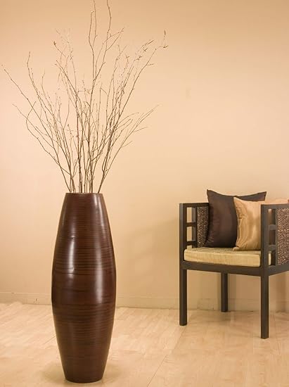 Green Floral Crafts 36 In Bamboo Cylinder Floor Vase Birch