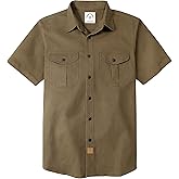 Dubinik® Mens Short Sleeve Button Down Shirts 2 Pocket Work Casual Vintage Cotton with Stretch