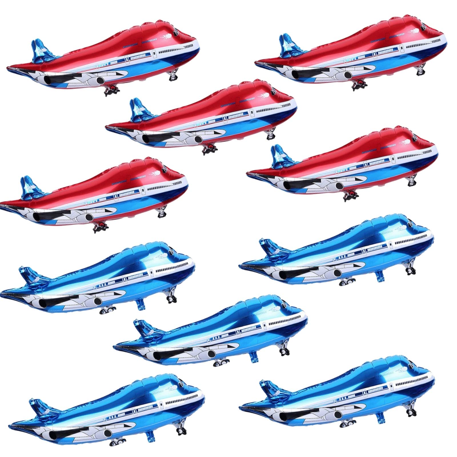 Photo 1 of 10 PCS Airplane Balloons Foil Mylar Balloons for Baby Shower Toys Themed Party Birthday Decoration Supplies (Red, Bule?