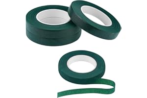3 Rolls Floral Tape 1/2inch Dark Green Floral Tape for Bouquet Stems Wrap Floral Arranging Craft Projects Corsages, Wedding B