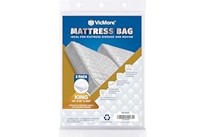 VICMORE 2 Pack King Mattress Bags for Moving, Storage & Disposal – Clear Heavy-Duty Plastic Covers, Tear-Resistant & Dustproof, Recyclable
