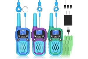 WOKTOK 3 Walkie-Talkies for Kid, Outdoor Toys for Boys and Girls, Rechargeable Long Distance Walkie-Talkies, Suitable for Camping Hiking Birthday Gift