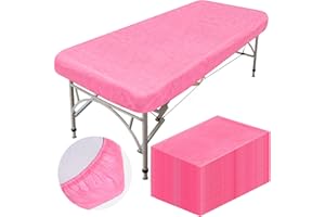Mixweer 30 Pcs Oilproof and Waterproof Massage Table Sheets Fitted Spa 39 x 87 Inches Bed Cover Disposable Protective Sheets for Beauty Salon Skincare(Pink)