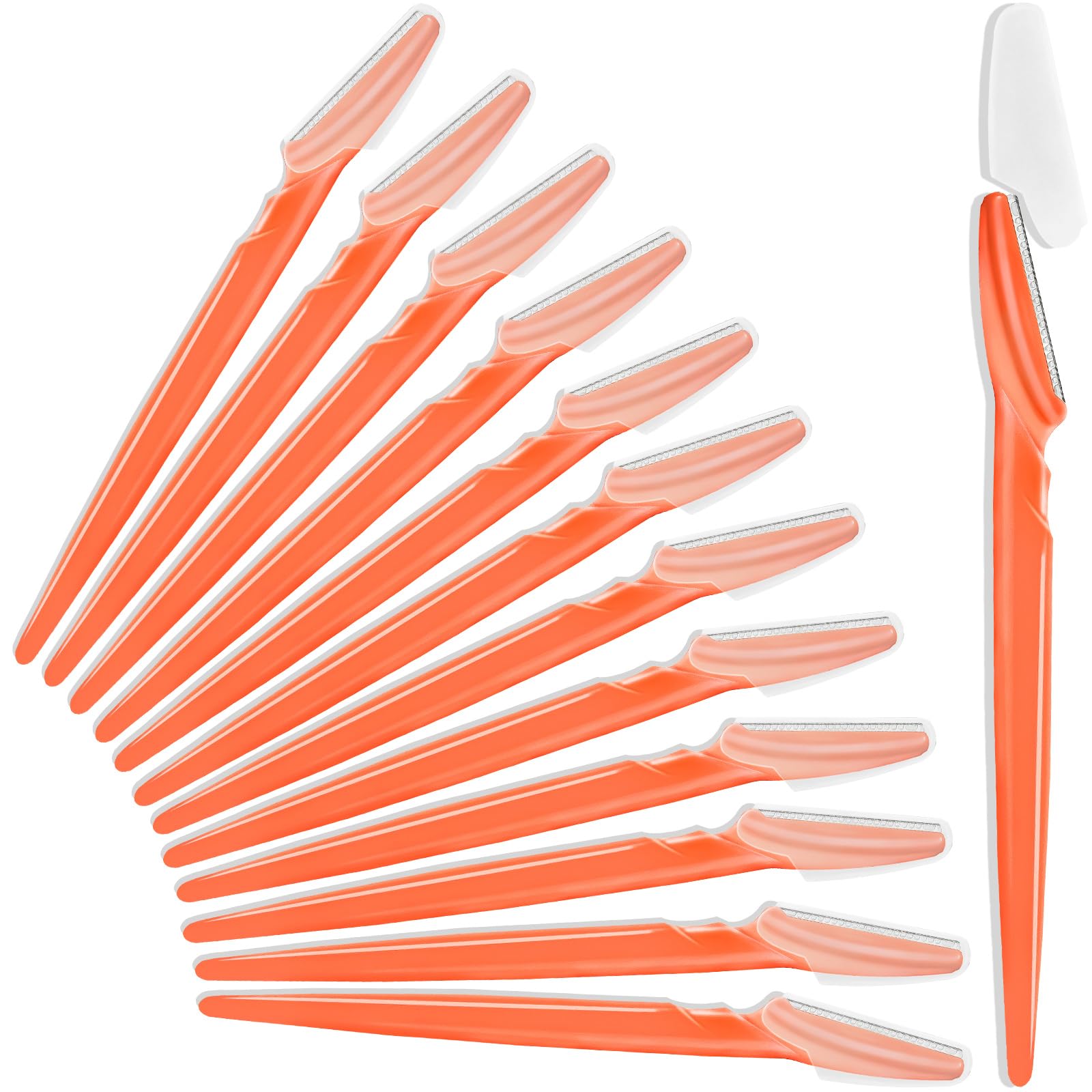 Photo 1 of 12 Pcs Eyebrow Razors, Face Razors Multipurpose, Exfoliating Dermaplaning Tools, Eyebrow Trimmers Shaver with Safety Cover, Facial Hair Removal for Women Men Body Use (Orange-red)