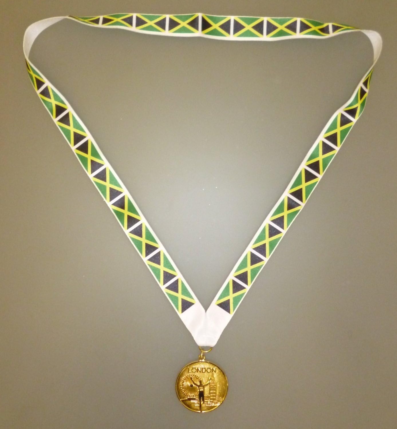 WHITEHOUSE LESUIRE Set of 12 - Jamaica Winners Medal - Gold Metal Medal with Jamaican Flag Lanya...