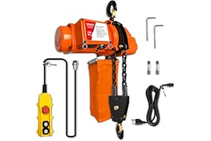 YATOINTO Electric Chain Hoist Winch 1Ton, 20Ft Wired Remote Control w/Emergency Stop Switch Double Chain Design Max Load 2200lbs Max Lift Height 10Ft 120V Crane Hoist for Garage Ceiling