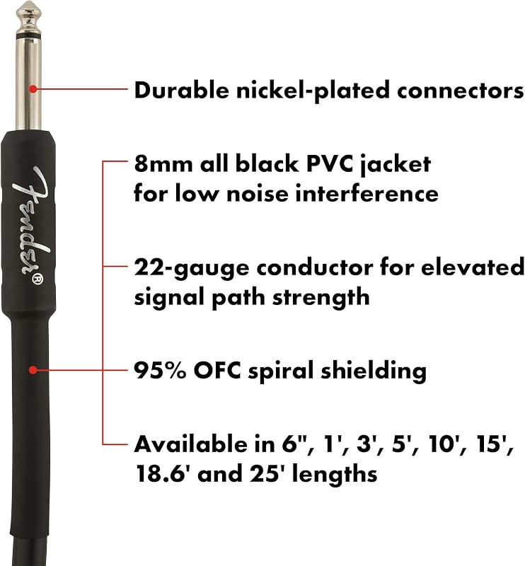 Professional Cable de Guitarra Eléctrica Recto/Angular 25 pies