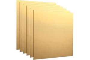 Yaocom 6 Pieces Brass Plate 6 x 6, 18 Gauge(1mm) Thickness Brass Sheet Film Attached Metal Plates for Crafting Carving Stamping DIY Handicrafts Jewelry Models Repairs Electrical Home Improvement