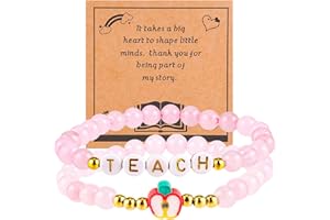 VICKHU Teacher Appreciation gifts,Natural Stone Bracelet Set for women, Thank You Gifts for teacher
