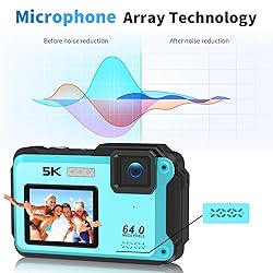 VETEK Underwater Camera, UHD 5K 64MP 16FT
