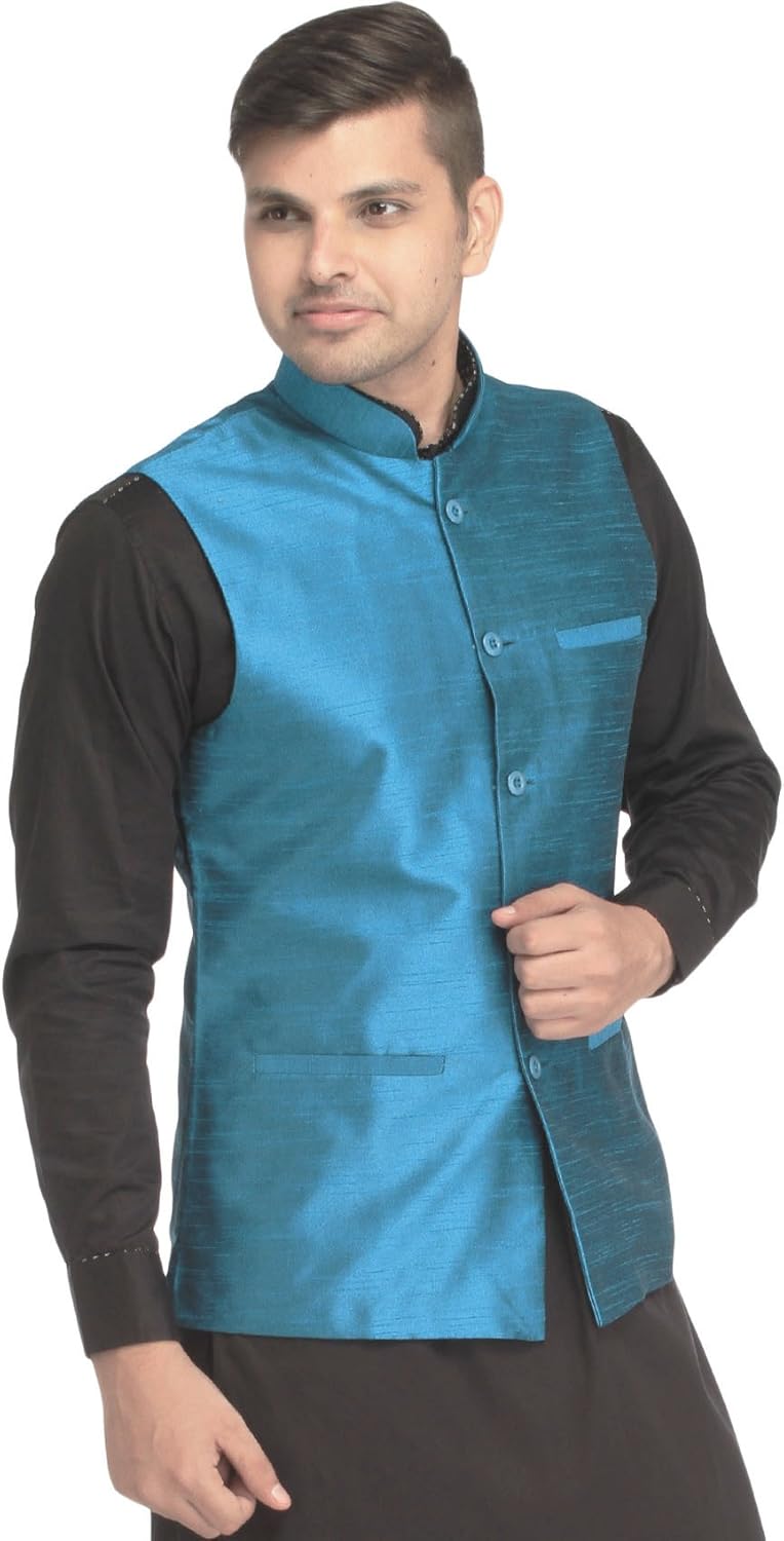 exotic india men's silk waistcoat spe97