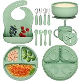 Hepotk 13Pcs Silicone Baby Feeding Set for Baby Led Weaning, Infant Toddler | BPA-Free &amp; CPC Certified, Suction Plate Bowl Cup, Dishwasher &amp; Microwave Safe | 6 month+
