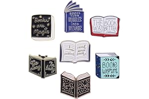 FOVIUPET Creative Reading Book Pins Bulk with Storage Bag, Cute Decorative Brooch Books Enamel Pins for Backpack Hat Clothes Christmas Bookish Gifts for Readers Booklovers Women Kids Teacher Student Librarian