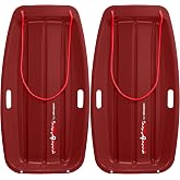 Retrospec Retrorider Plastic Snow Sled &ndash; Toboggan Style with Pull Rope, Cold-Resistant Coating, and Hard Bottom for Smooth Downhill Rides &ndash; Available for Kids and Adults
