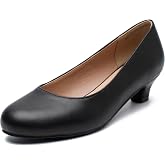 Enelauge Women's Low Kitten Heels Pump Closed Round Toe Dress Shoes | 1.57 inch low heels, Slip On, Comfortable Dress Work Wedding Casual Office Church Daily Shoes