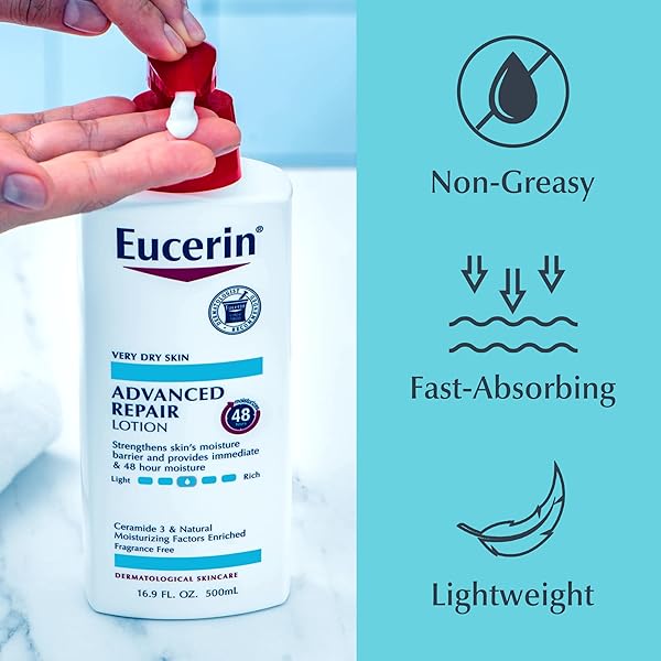 EUCERIN ADVANCED REPAIR BODY LOTION FOR VERY DRY SKIN, UNSCENTED LOTION FORMULATED WITH CERAMIDES, 16.9 FL OZ BOTTLE