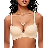 Upushall Women's Wireless Push Up Bra Seamless Padded Plunge No Underwire T Shirt Bras Comfort