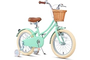 Glerc Little Molly 12-20 Inch Kids Retro Cruiser Bike for 2-13 Year Old with Wicker Basket & Training Wheels/Kickstand, Multiple Colors