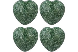 Rockcloud Healing Crystal African Jade Heart Love Carved Palm Worry Stone Chakra Reiki Balancing, 0.98 inch, Pack of 4