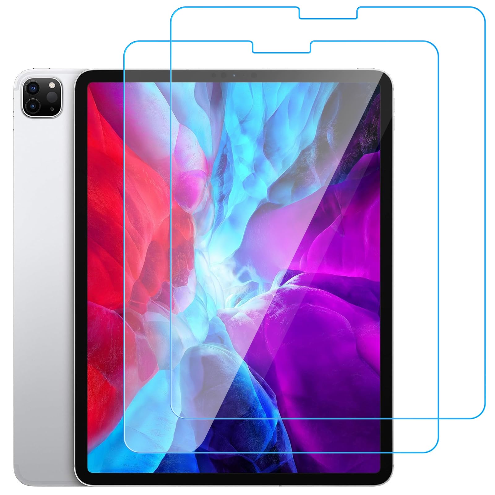 Whioltl 2-Pack Screen Protector for iPad Pro 12.9-Inch, Face ID and Penci Compatible, Tempered Glass Film 99.99% HD Clarity for iPad Pro 2018, 2020, 2021 [3rd, 4th, 5th Generation] Case friendly