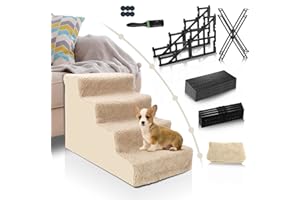 Topmart Dog Stairs&Steps for Small Dogs & Cats,Non-Slip 4 Tiers Plastic Dog Ramp/Ladder, Best for Small Animals,Doggy,Kitty