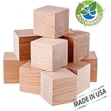 Wood Blocks 1.5 Inches (10 Pack) Made in USA - Unfinished Wooden Blocks for Crafts and Carving, Plain Blank Natural Wood Blocks
