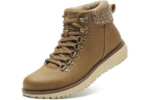 ANJOUFEMME Womens Comfy Hiking Boots-Casual Outdoor Lace up Ankle Booties Work Boots LightWeight Winter Shoes for Walking Trekking