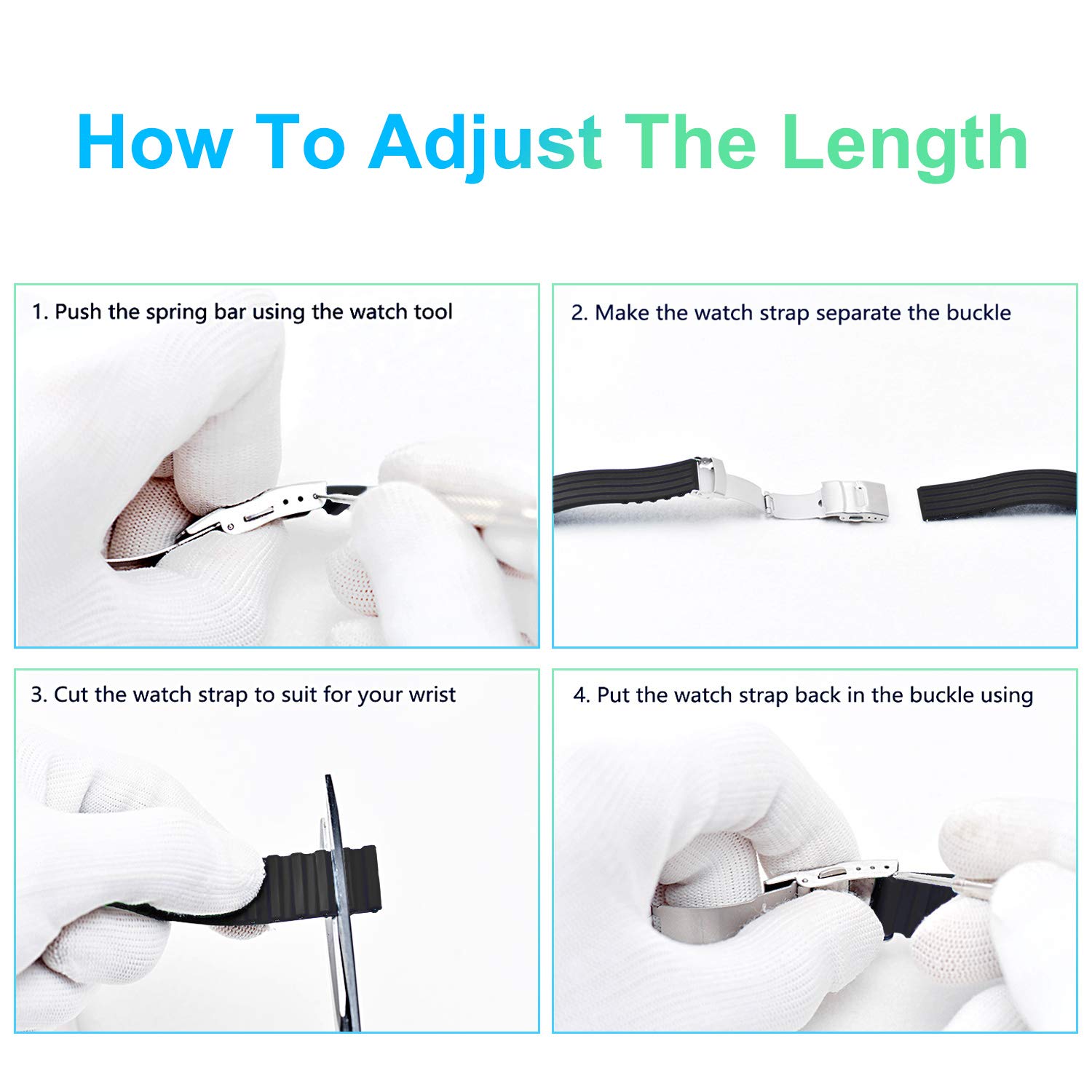 ULLCHRO Silicone Watch Strap Replacement Rubber Watch Band Waterproof Link Pattern - 16mm, 18mm, 20mm, 22mm, 24mm Watch Bracelet with Stainless Steel Deployment Buckle