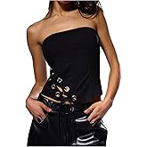 Floerns Women's Grommet Lace Up Side Strapless Tube Sleeveless Y2k Corset Tops