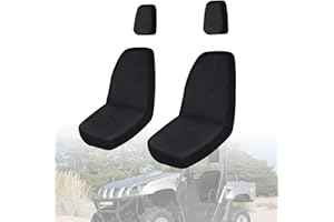 smotrcc Rhino 700 Seat Covers with Headrest Covers - Waterproof PU Coatin Compatible with Rhino 700 660 450 2004-2021,Black UTV Seat Cover