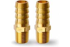 MAACFLOW MAACFLOW Brass 1/4" Male NPT to 1/2" Hose ID Barb Barbed Hose Fitting Adaptor Connector (Pack of 2)