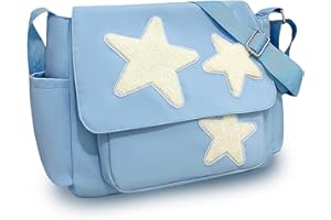 YILCER Cute Messenger Bag, Aesthetic Crossbody Bag, Y2K Star Grunge Bag Emo Shoulder Tote Purse for Women