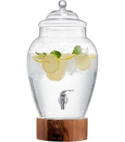 Amazon.com | 4 Gallon Raindrop Glass Beverage Dispenser with Cork Lid: Iced Beverage  Dispensers
