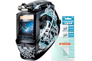 TRQWH Large Viewing Welding Helmet Auto Darkening True Color Solar Powered Welding Hood with 4 Arc Sensor Adjustable Wide Sha