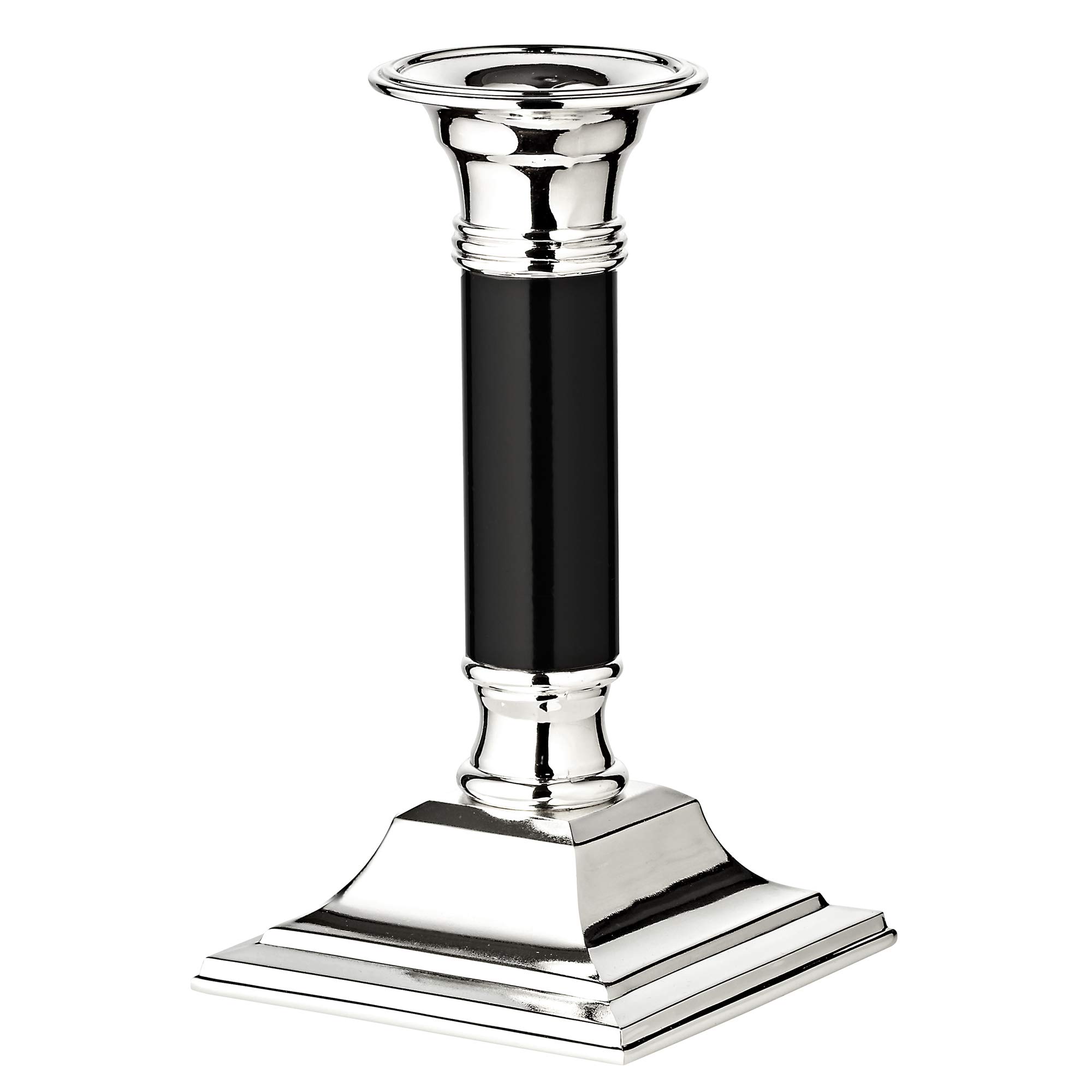 EDZARD Candlestick Lincoln, black shaft, height 5,9 in, silver plated, tarnish protected