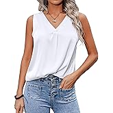 Zeagoo Womens 2025 Silk Satin Tank Tops V Neck Casual Cami Sleeveless Camisole Blouses Summer Basic Tank Shirt