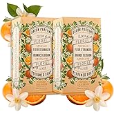 Panier des Sens - Orange Blossom Bar Soap - Moisturizing Scented Soap Bar - Natural Soap with Olive Oil - 97% Natural Ingredients Made in France - Vegan Friendly - Body & Hand Soap Bars 2x5.3 oz