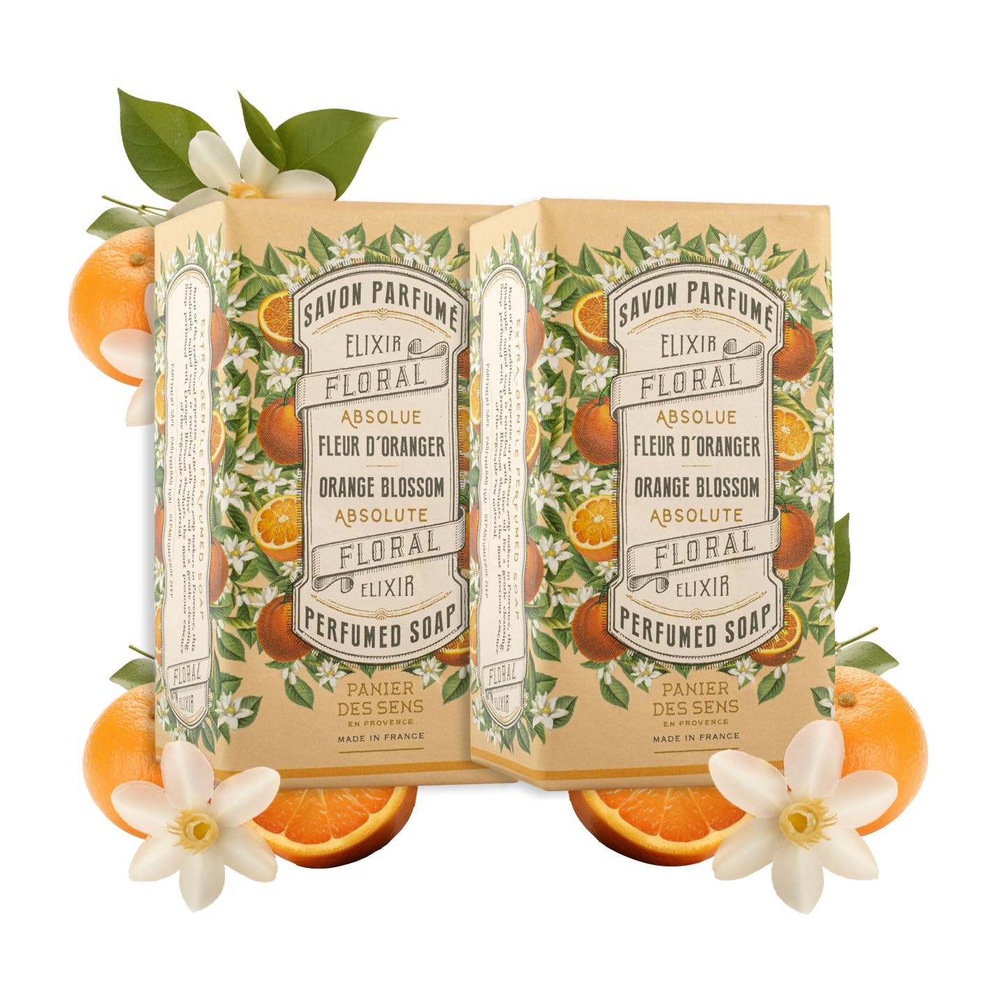 Panier des Sens - Orange Blossom Soap Bar 2x 150g - Moisturizing Gentle Scented - Natural Soap with Olive Oil - 97% Natural Ingredients Made in France - Vegan — image 1