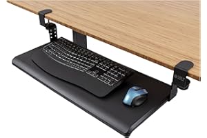 S STAND UP DESK STORE Stand Up Desk Store Large Clamp-On Retractable Adjustable Height Under Desk Keyboard Tray | for Desks Up to 1.5" (Large, 33" Wide)