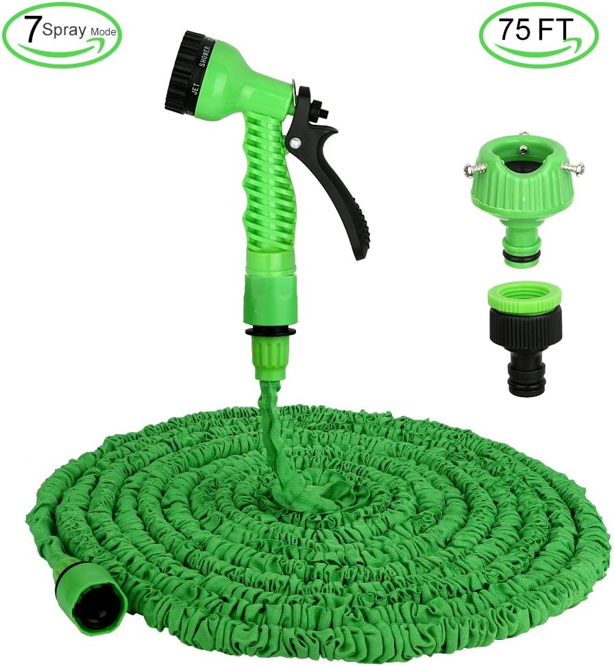 mofuntor Garden Hose 75 Feet Expandable Hose Pipe,7 Function Spray Nozzle With Spray Gun,Green