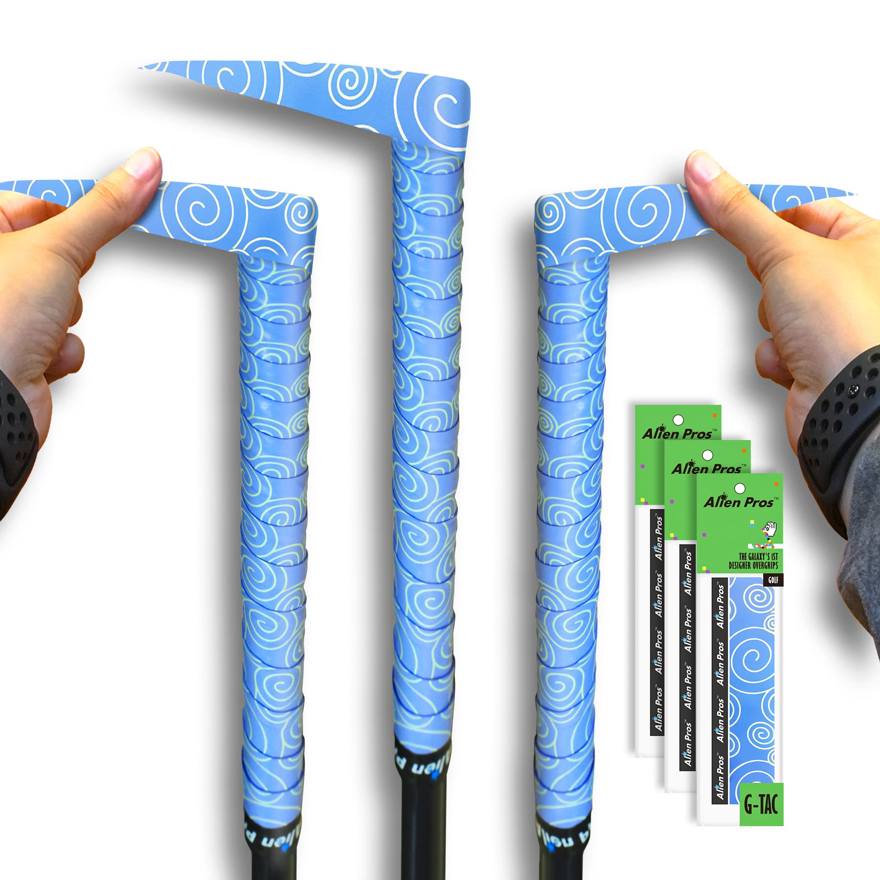 Alien Pros Golf Grip Wrapping Tapes (3-Pack) - Innovative Golf Club Grip Solution - Enjoy a Fresh New Grip Feel in Less Than 1 Minute (3-Pack, Purple Clouds)