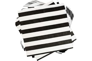 HSPAIDYP 40Pcs Black and White Striped Napkins Black and White Party Supplies Disposable Black and White Cocktail Beverage Party Napkins Black & White Napkins for Baby Shower Black and White Party Decorations