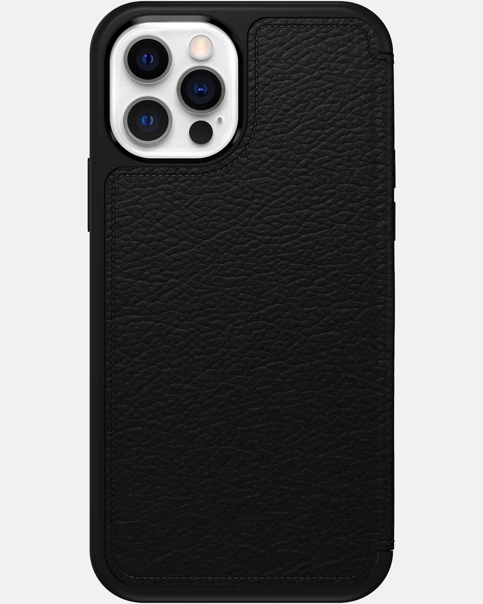 OtterBox Strada Hülle für iPhone 12 / iPhone 12 Pro, stoßfest, sturzsicher,Premium Lederfolio mit Zwei Kartenhaltern, 3X getestet nach Militärstandard, Schwarz