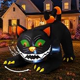 COMIN 6 FT Halloween Inflatables Black Cat Outdoor Decorations Blow Up Yard Large Cat with Moving Head and Built-in LEDs for Indoor Party Garden Lawn Decor