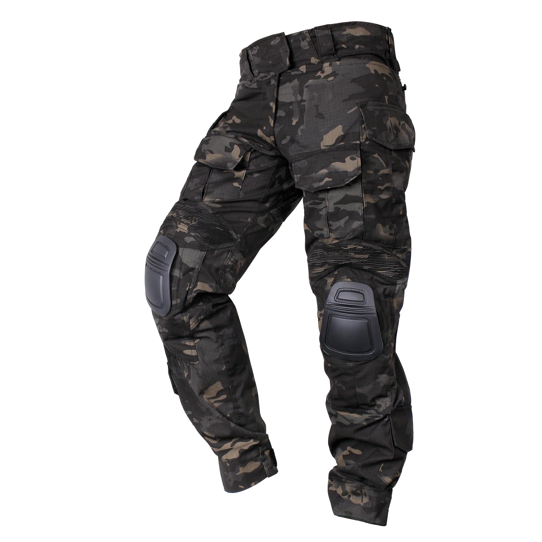 IDOGEAR Men's G3 Combat Pants with Knee Pads Multi Camouflage Trousers Airsoft Hunting Paintball Tactical Outdoor Pants(Multi-Camo Black,X-Large(36W x 33L))