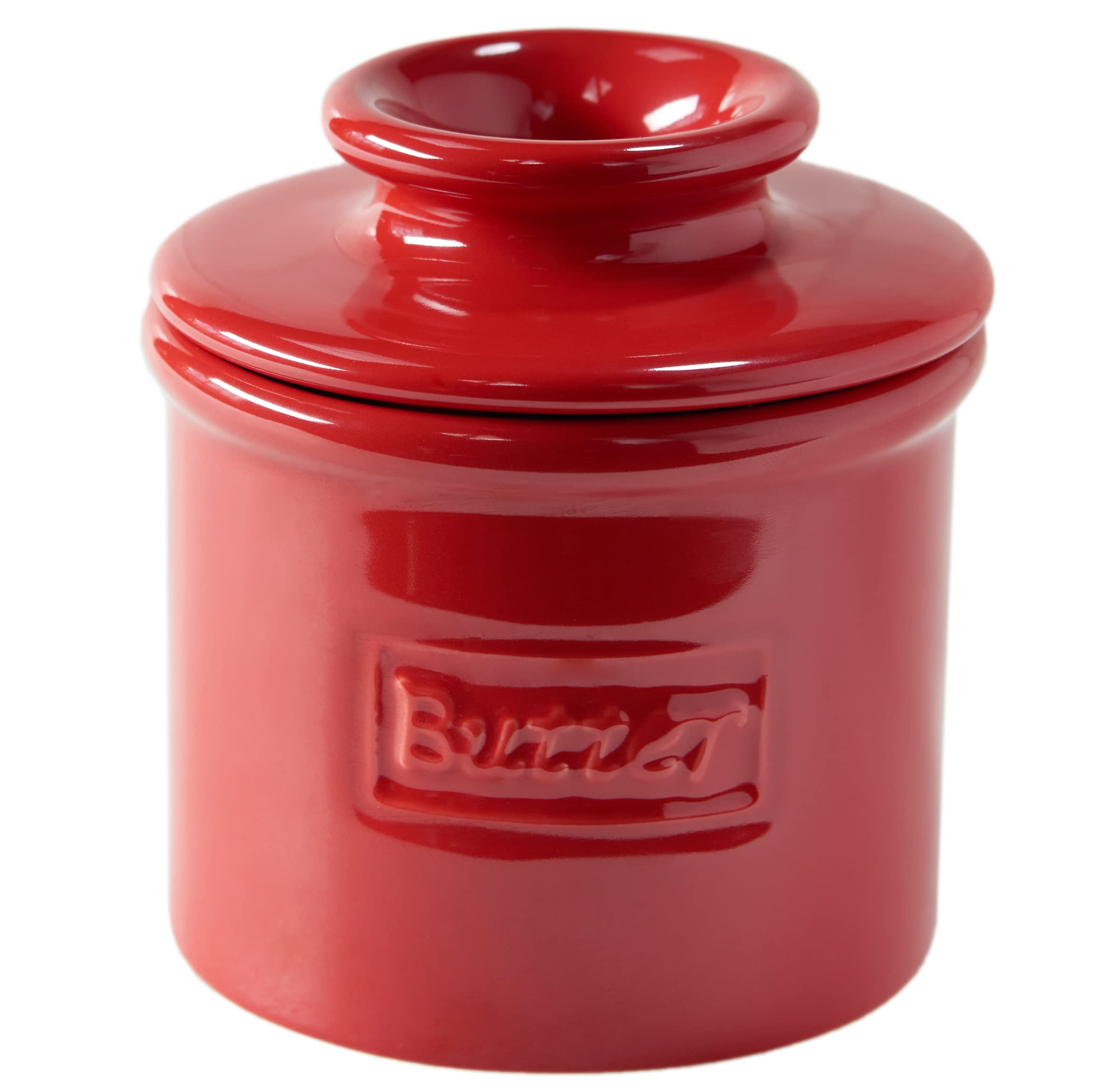Butter Bell - The Original Butter Bell Crock by L Tremain, a Countertop French Ceramic Butter Dish Keeper for Spreadable Butter, Café Retro Collection, Maraschino Red, Glossy Finish — image 1